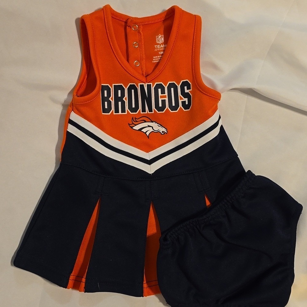 NFL Denver Broncos Cheerleader Dress 12mo. with bloomers. Excellent condition. - Picture 2 of 5